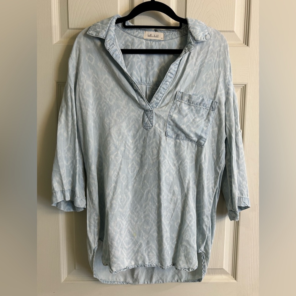 Bella Dahl Light Blue Aztec Casual Button Down Shirt